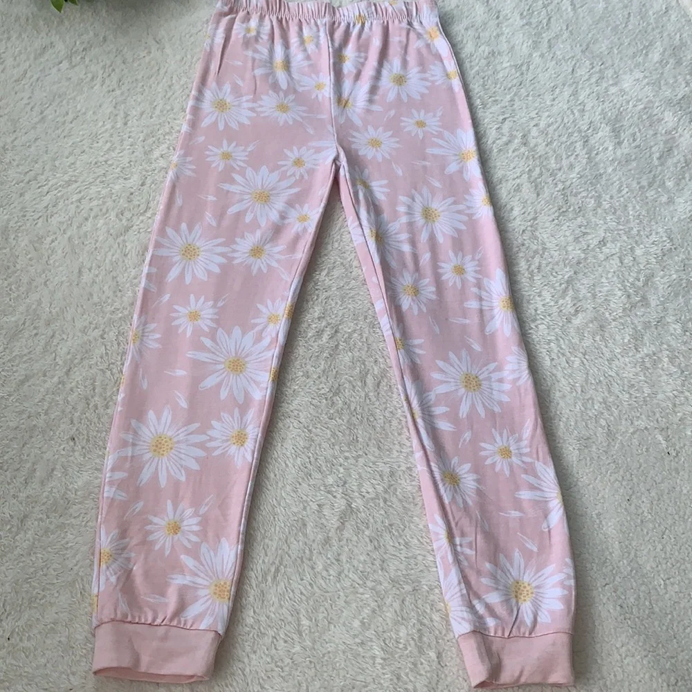 NWT Milkberry Pink Daisy Girls Pajamas 3T Bamboo Loungewear - Picture 4 of 7